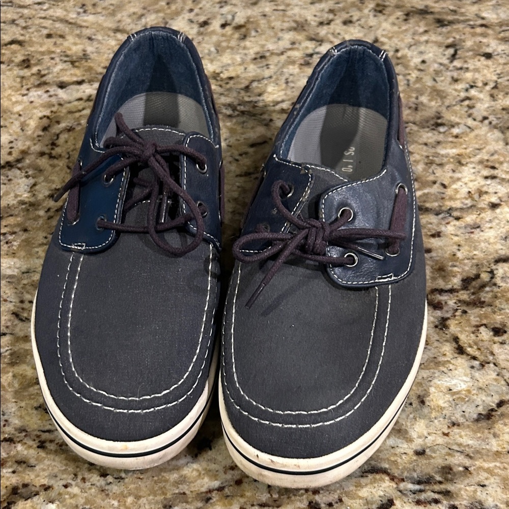 Men's Navy Canvas Boat Shoes - Casual Lace-Up